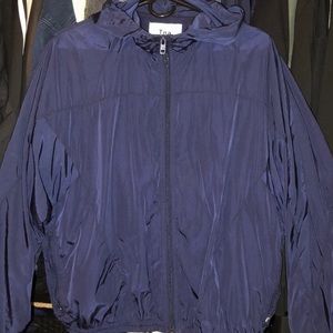 Aritzia TNA Windbreaker Anorak Jacket blue raincoat